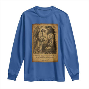 Virgin Mary Long Sleeve Shirt Angel Gabriel Luke 1:30 Christian TS14 Royal Blue Print Your Wear