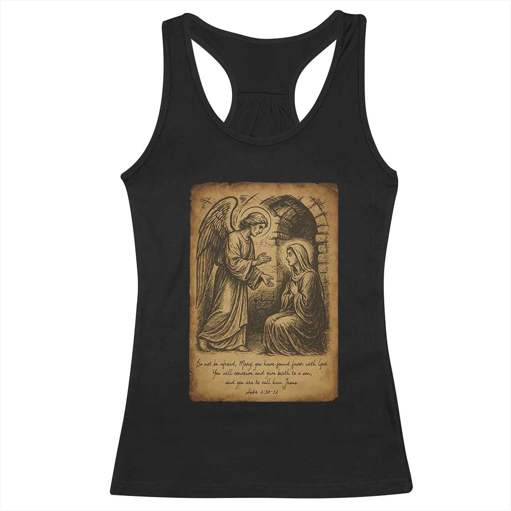 Virgin Mary Racerback Tank Top Angel Gabriel Luke 1:30 Christian TS14 Black Print Your Wear