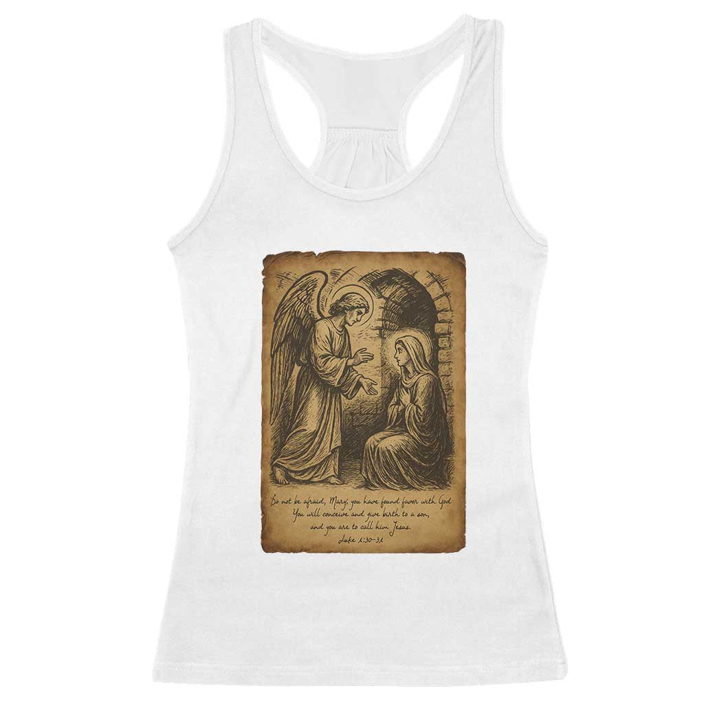 Virgin Mary Racerback Tank Top Angel Gabriel Luke 1:30 Christian TS14 White Print Your Wear