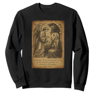 Virgin Mary Sweatshirt Angel Gabriel Luke 1:30 Christian TS14 Black Print Your Wear