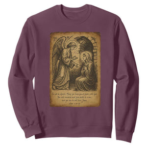Virgin Mary Sweatshirt Angel Gabriel Luke 1:30 Christian TS14 Maroon Print Your Wear