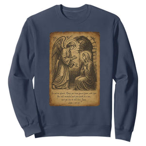 Virgin Mary Sweatshirt Angel Gabriel Luke 1:30 Christian TS14 Navy Print Your Wear
