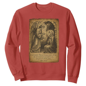 Virgin Mary Sweatshirt Angel Gabriel Luke 1:30 Christian TS14 Red Print Your Wear