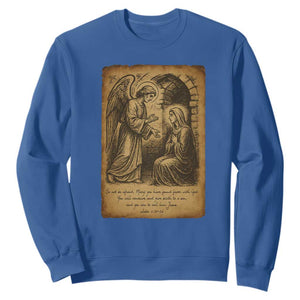 Virgin Mary Sweatshirt Angel Gabriel Luke 1:30 Christian TS14 Royal Blue Print Your Wear