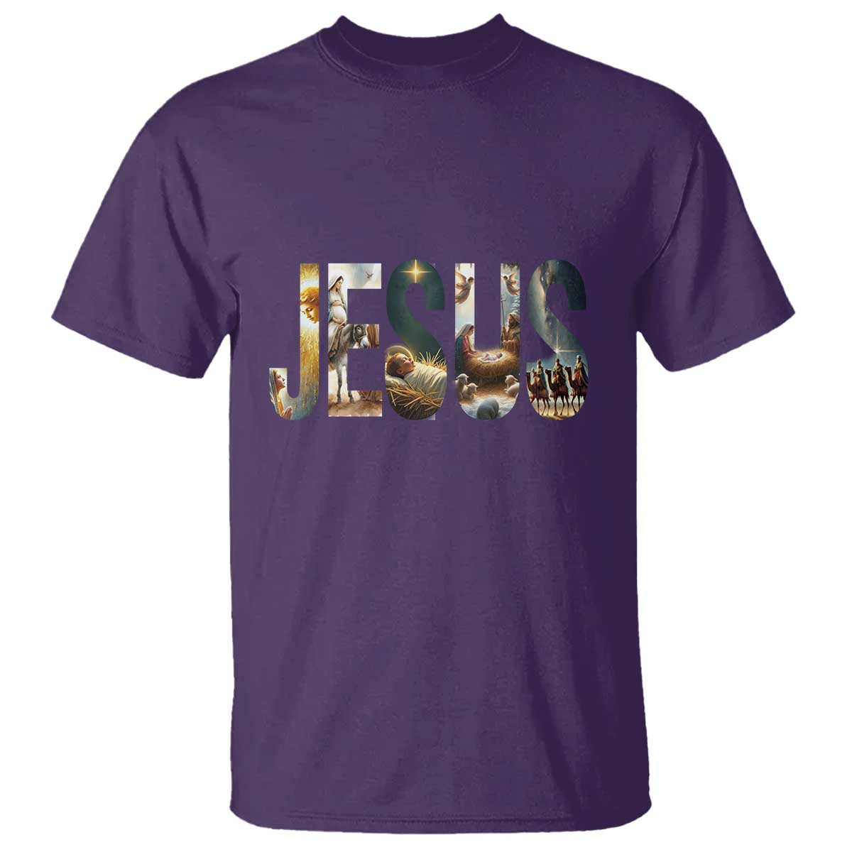 Jesus Christmas T Shirt Nativity Holy Night Christian Faith TS14 Purple Print Your Wear
