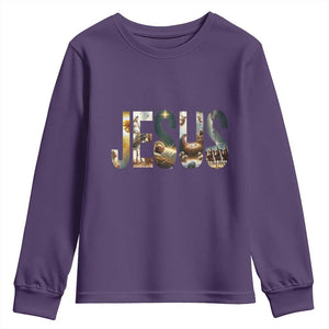 Jesus Christmas Youth Sweatshirt Nativity Holy Night Christian Faith TS14 Purple Print Your Wear