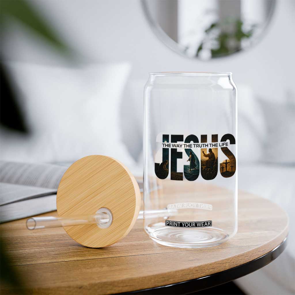 Jesus Christian Bible Glass Can The Way The Truth The Life TS14 Print Your Wear