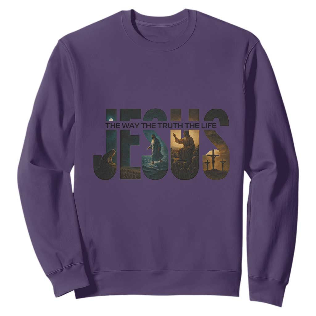 Jesus Christian Bible Sweatshirt The Way The Truth The Life TS14 Purple Print Your Wear