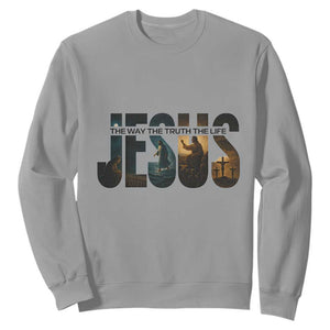 Jesus Christian Bible Sweatshirt The Way The Truth The Life TS14 Sport Gray Print Your Wear