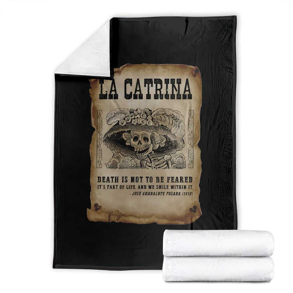 Day Of The Dead Throw Blanket La Calavera Garbancera TS14 Black Print Your Wear
