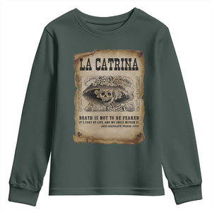 Day Of The Dead Youth Sweatshirt La Calavera Garbancera TS14 Dark Forest Green Print Your Wear