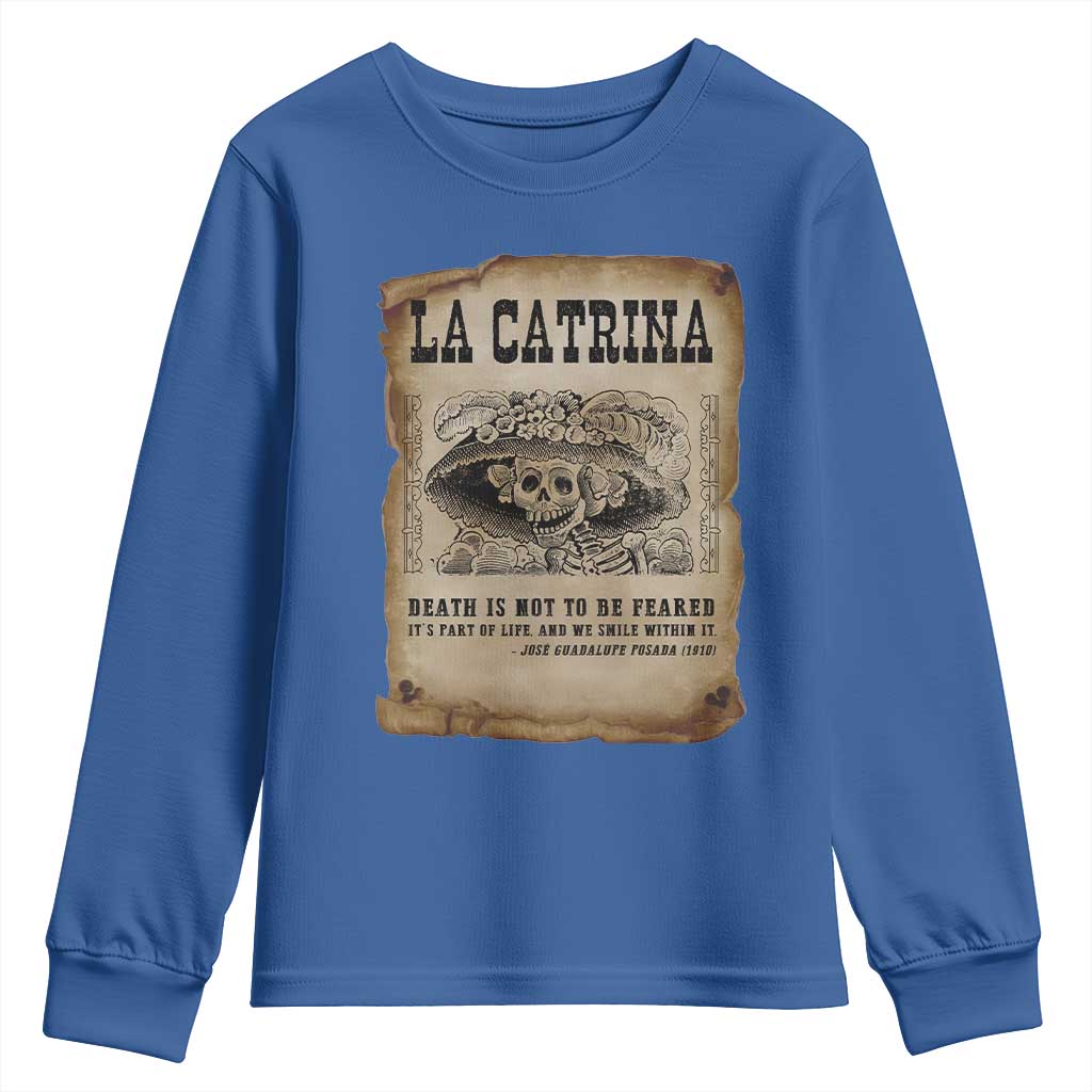 Day Of The Dead Youth Sweatshirt La Calavera Garbancera TS14 Royal Blue Print Your Wear