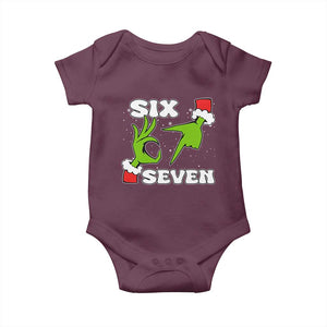 67 Six Seven Christmas Meme Baby Onesie Funny Elf Hands TS14 Maroon Print Your Wear
