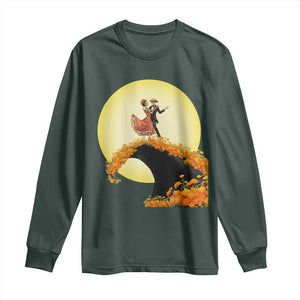 Dia De Los Muertos Long Sleeve Shirt Skeletons Dancing Mexican TS14 Dark Forest Green Print Your Wear