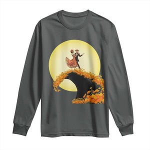 Dia De Los Muertos Long Sleeve Shirt Skeletons Dancing Mexican TS14 Dark Heather Print Your Wear
