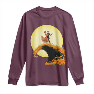 Dia De Los Muertos Long Sleeve Shirt Skeletons Dancing Mexican TS14 Maroon Print Your Wear