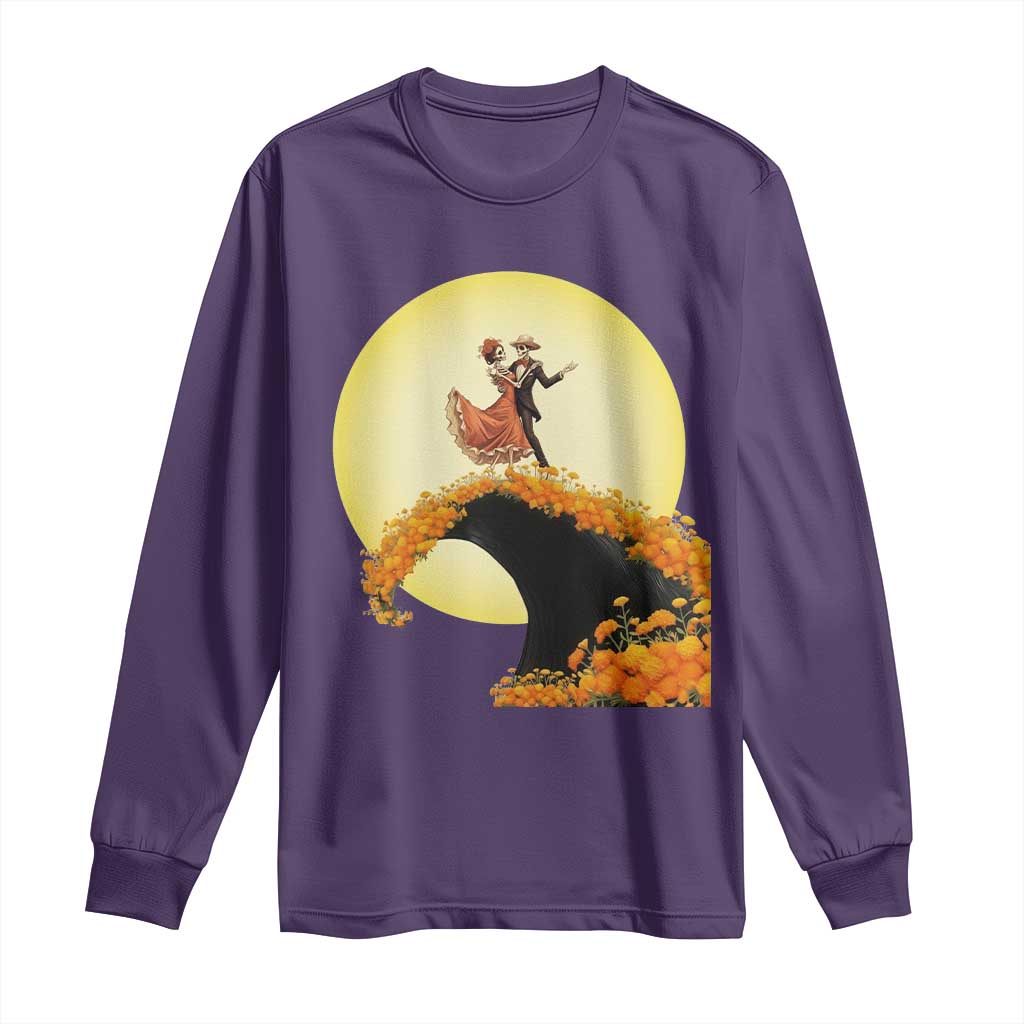 Dia De Los Muertos Long Sleeve Shirt Skeletons Dancing Mexican TS14 Purple Print Your Wear
