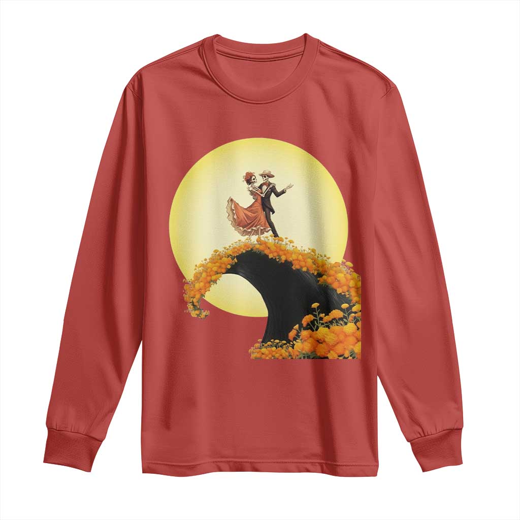 Dia De Los Muertos Long Sleeve Shirt Skeletons Dancing Mexican TS14 Red Print Your Wear