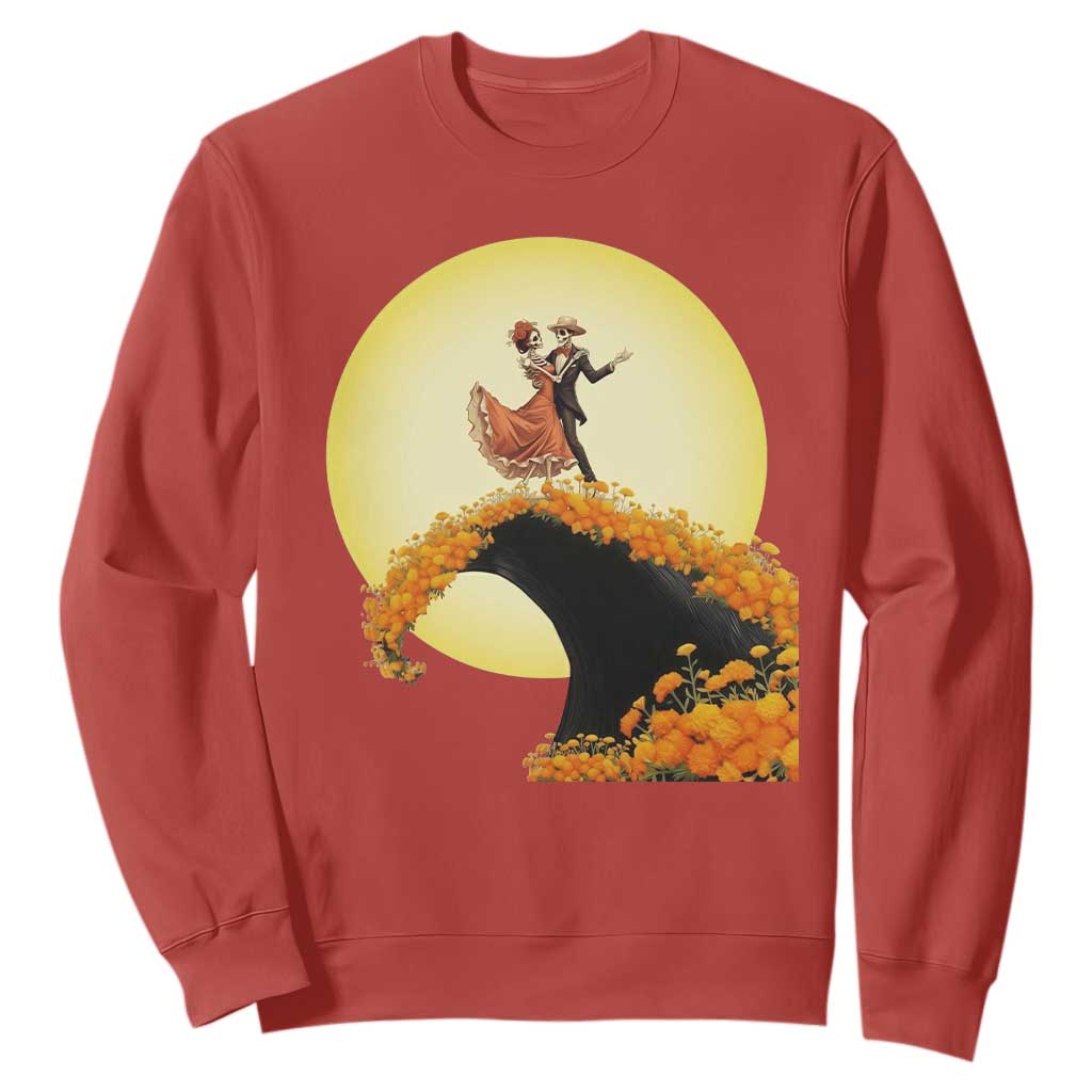 Dia De Los Muertos Sweatshirt Skeletons Dancing Mexican TS14 Red Print Your Wear