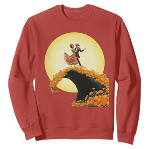 Dia De Los Muertos Sweatshirt Skeletons Dancing Mexican TS14 Red Print Your Wear
