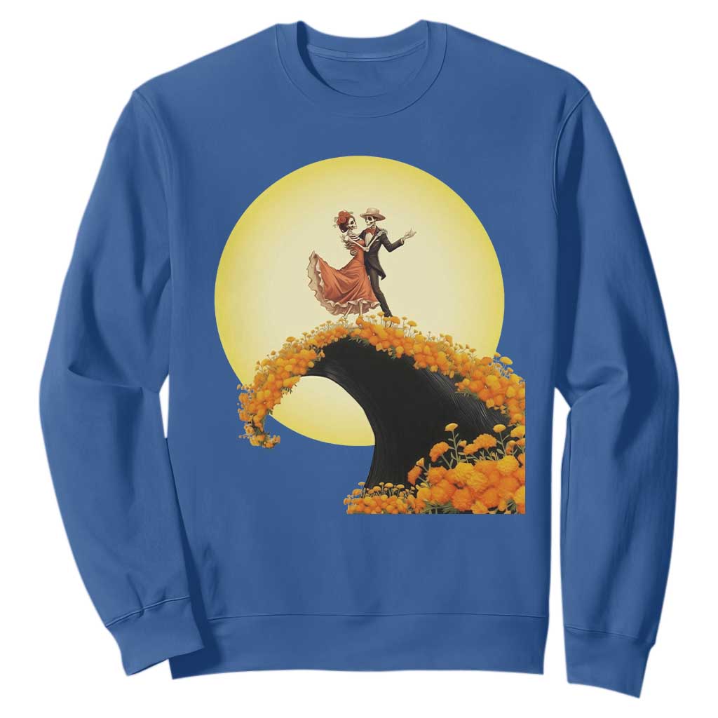Dia De Los Muertos Sweatshirt Skeletons Dancing Mexican TS14 Royal Blue Print Your Wear