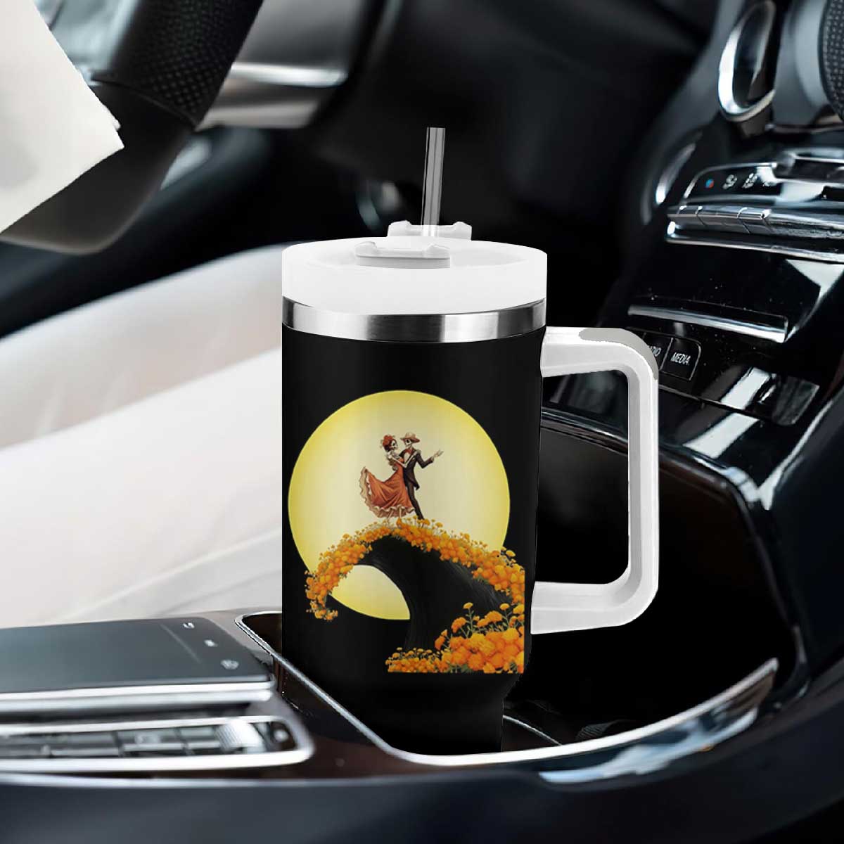 Dia De Los Muertos Tumbler With Handle Skeletons Dancing Mexican TS14 Print Your Wear