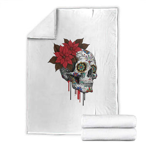 Sugar Skull Calavera Holiday Spirit Mistletoe Throw Blanket TS14 White Print Your Wear