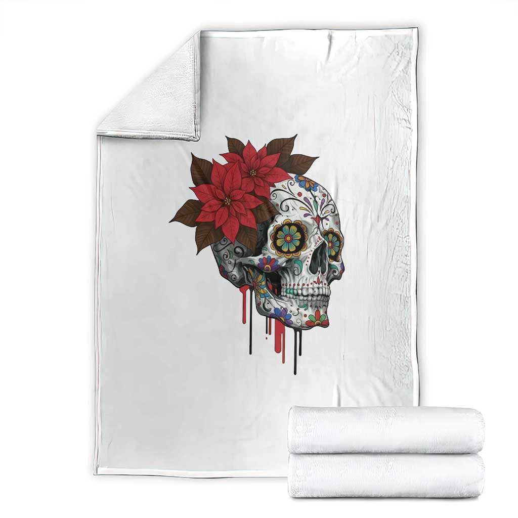 Sugar Skull Calavera Holiday Spirit Mistletoe Throw Blanket TS14 White Print Your Wear
