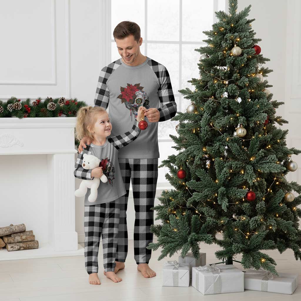 Sugar Skull Calavera Holiday Spirit Mistletoe Plaid Pajama Set TS14 White Plaid Print Your Wear