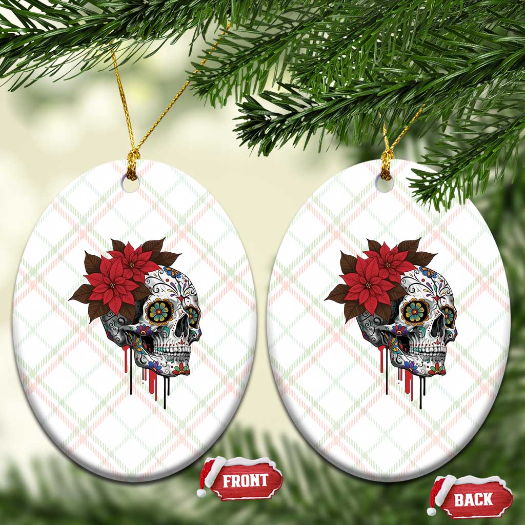 Sugar Skull Calavera Holiday Spirit Mistletoe Ceramic Ornament TS14 Print Your Wear