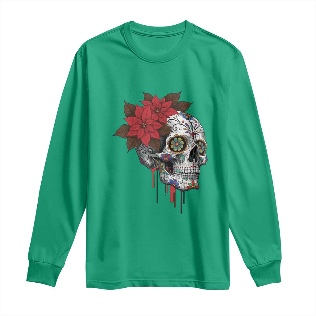 Sugar Skull Calavera Holiday Spirit Mistletoe Long Sleeve Shirt TS14 Irish Green Print Your Wear