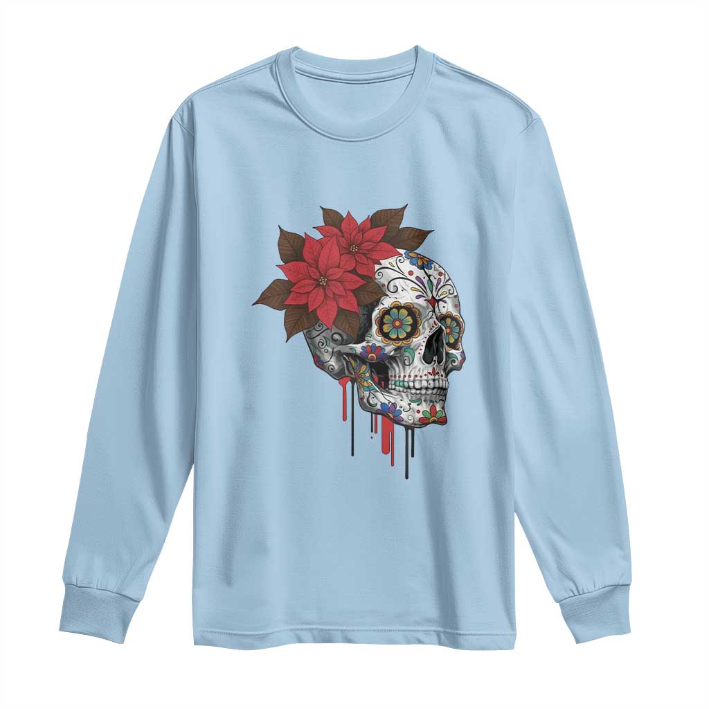 Sugar Skull Calavera Holiday Spirit Mistletoe Long Sleeve Shirt TS14 Light Blue Print Your Wear