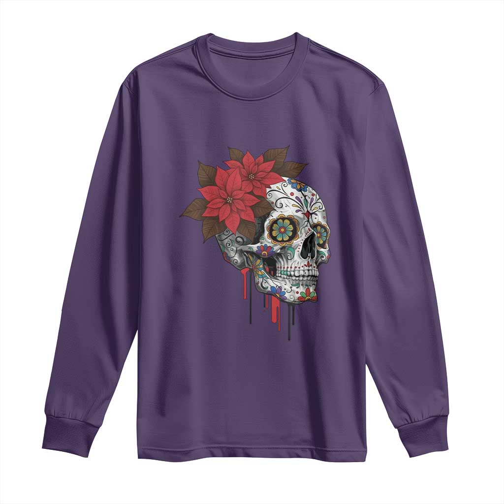 Sugar Skull Calavera Holiday Spirit Mistletoe Long Sleeve Shirt TS14 Purple Print Your Wear