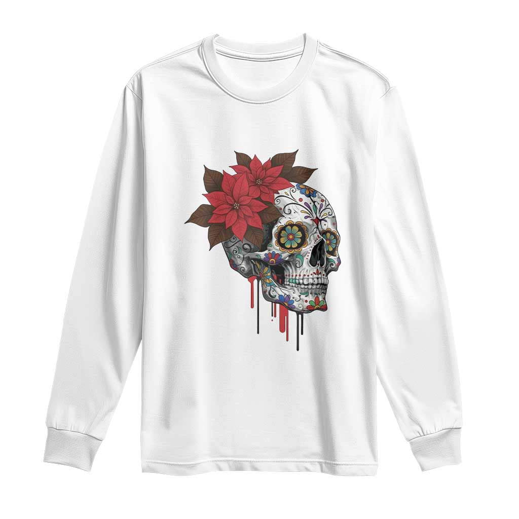 Sugar Skull Calavera Holiday Spirit Mistletoe Long Sleeve Shirt TS14 White Print Your Wear