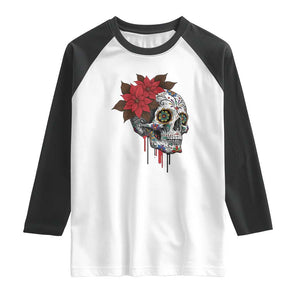 Sugar Skull Calavera Holiday Spirit Mistletoe Raglan Shirt TS14 White Black Print Your Wear