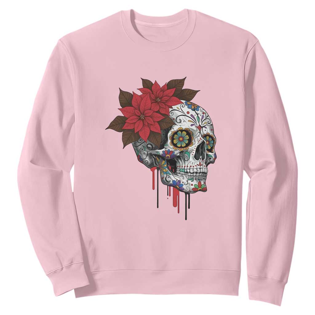Sugar Skull Calavera Holiday Spirit Mistletoe Sweatshirt TS14 Light Pink Print Your Wear