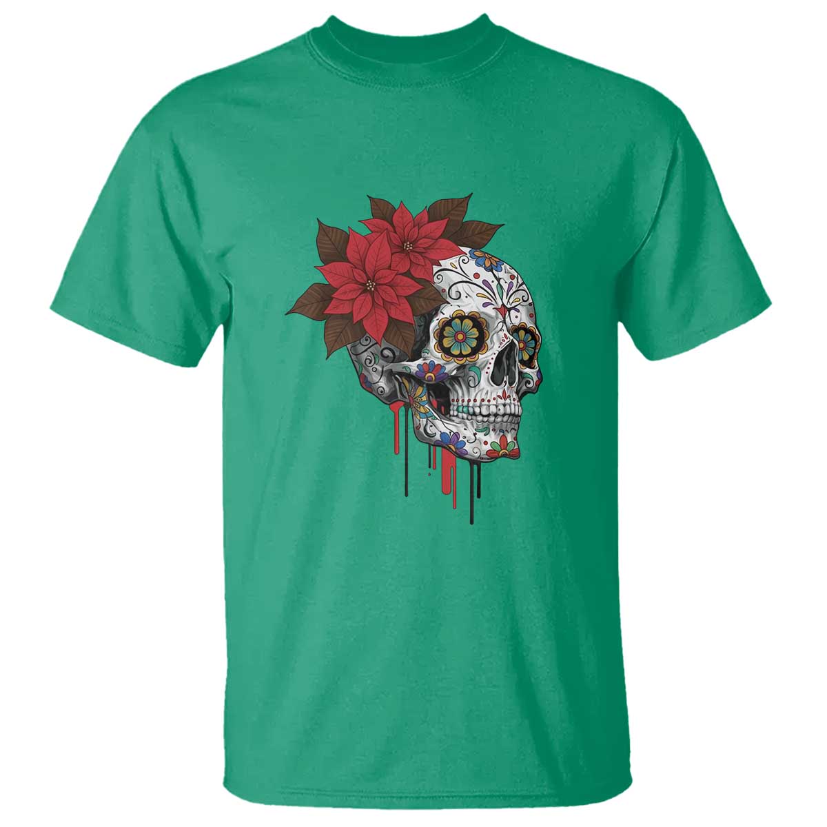 Sugar Skull Calavera Holiday Spirit Mistletoe T Shirt TS14 Irish Green Print Your Wear