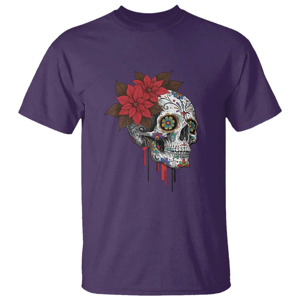 Sugar Skull Calavera Holiday Spirit Mistletoe T Shirt TS14 Purple Print Your Wear