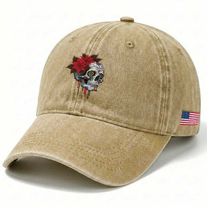 Sugar Skull Calavera Holiday Spirit Mistletoe Washed Cotton Baseball Cap TS14 Print Your Wear