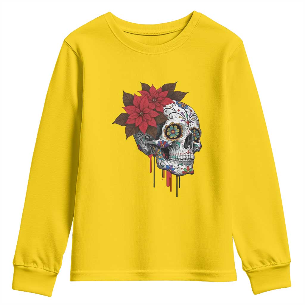 Sugar Skull Calavera Holiday Spirit Mistletoe Youth Sweatshirt TS14 Daisy Print Your Wear