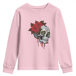 Sugar Skull Calavera Holiday Spirit Mistletoe Youth Sweatshirt TS14 Light Pink Print Your Wear