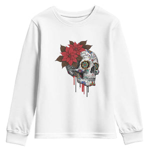 Sugar Skull Calavera Holiday Spirit Mistletoe Youth Sweatshirt TS14 White Print Your Wear