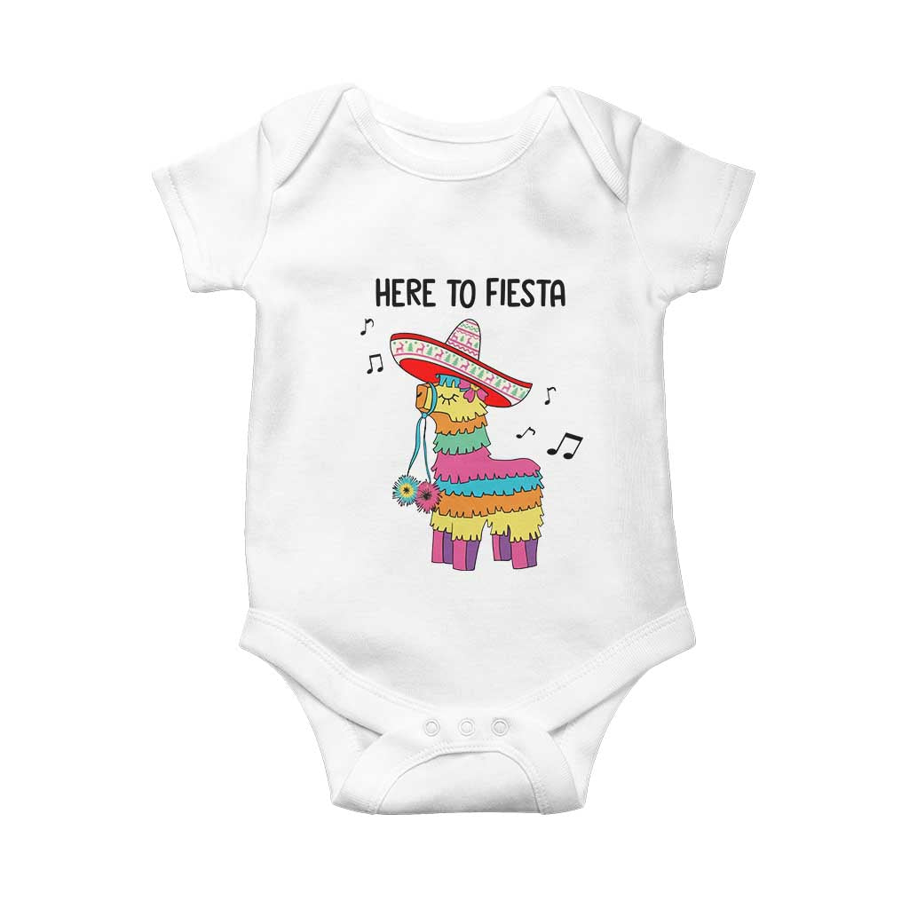 Funny Pinata Mexican Baby Onesie Here To Fiesta TS14 White Print Your Wear