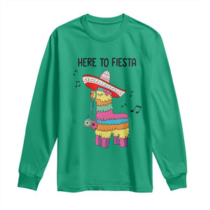 Funny Pinata Mexican Long Sleeve Shirt Here To Fiesta TS14 Irish Green Print Your Wear