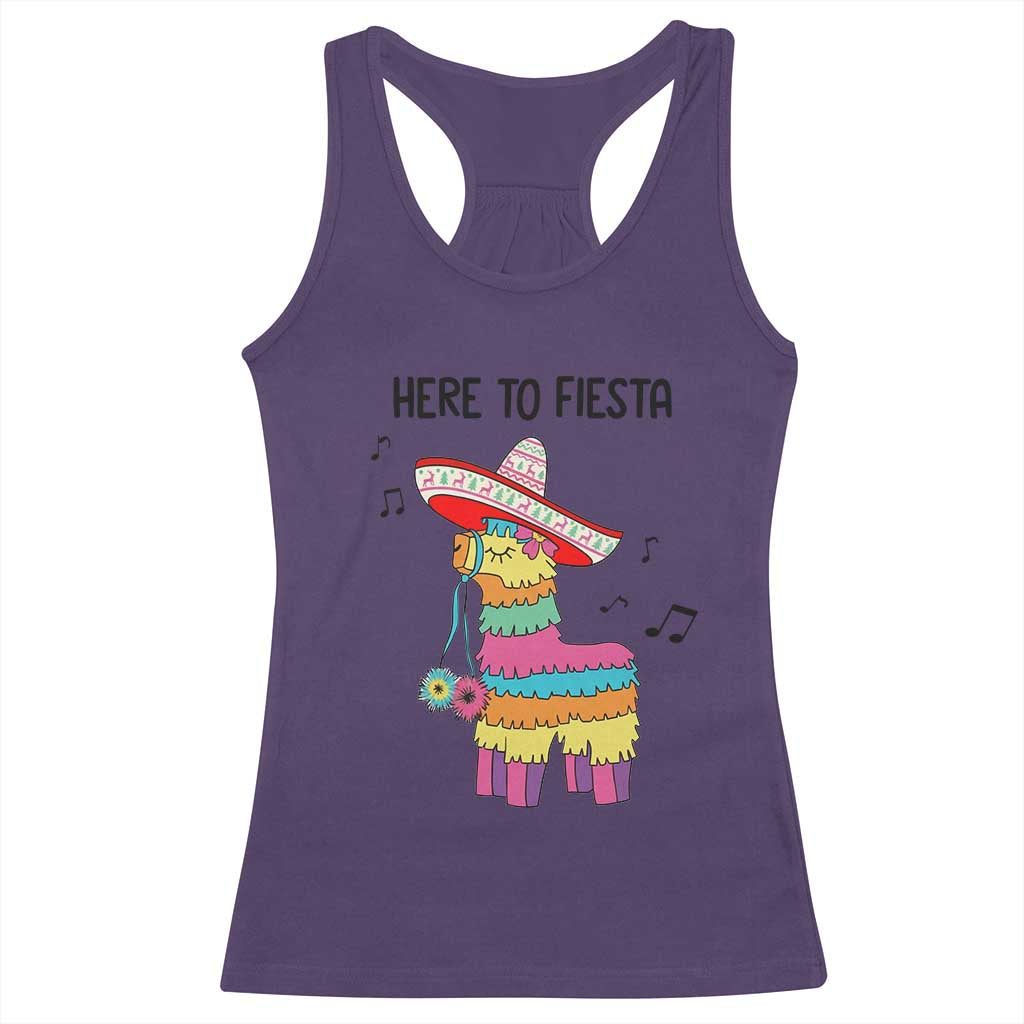 Funny Pinata Mexican Racerback Tank Top Here To Fiesta TS14 Purple Print Your Wear