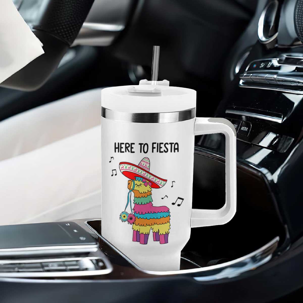 Funny Pinata Mexican Tumbler With Handle Here To Fiesta TS14 Print Your Wear