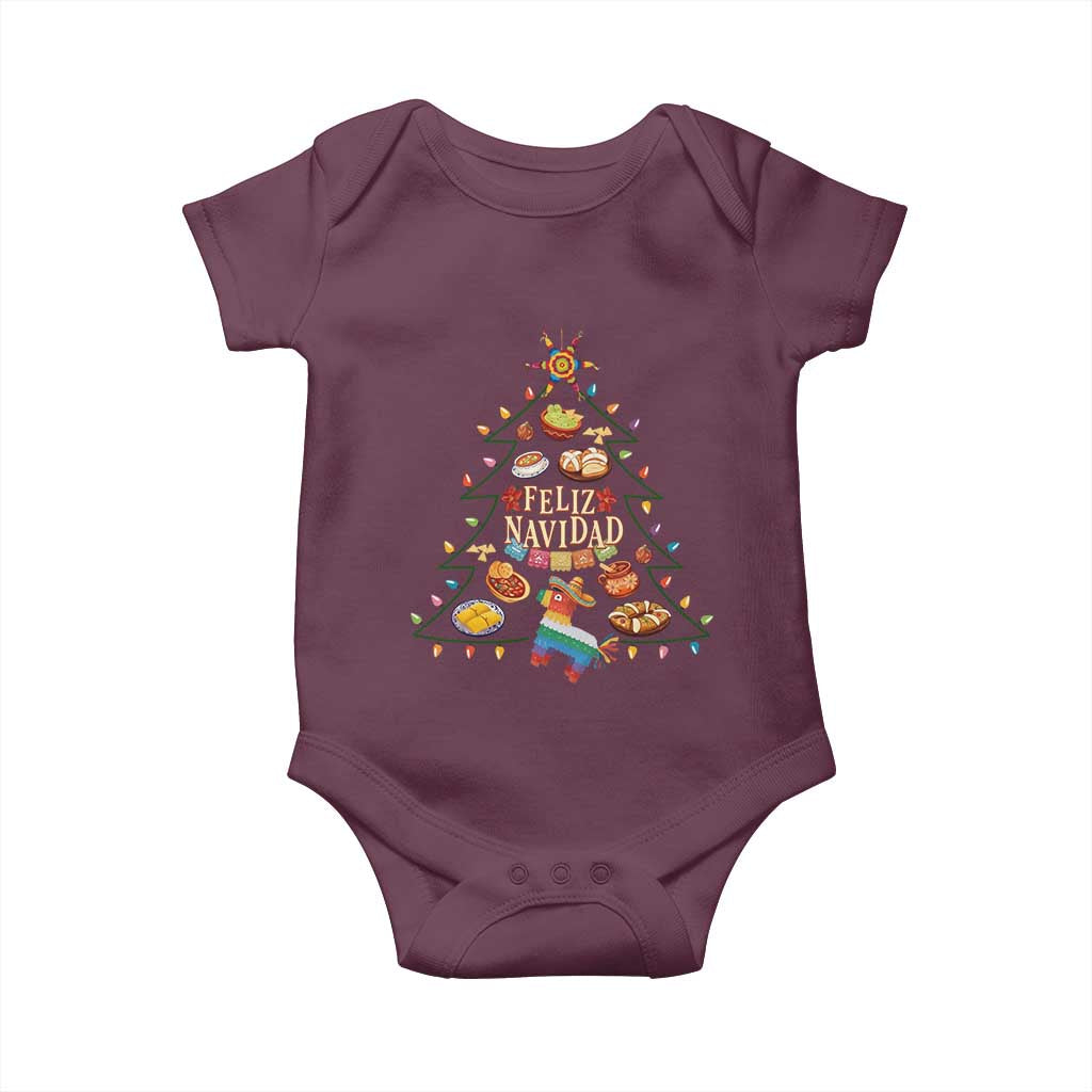 Feliz Navidad Baby Onesie Mexican Christmas Tree Fiesta TS14 Maroon Print Your Wear