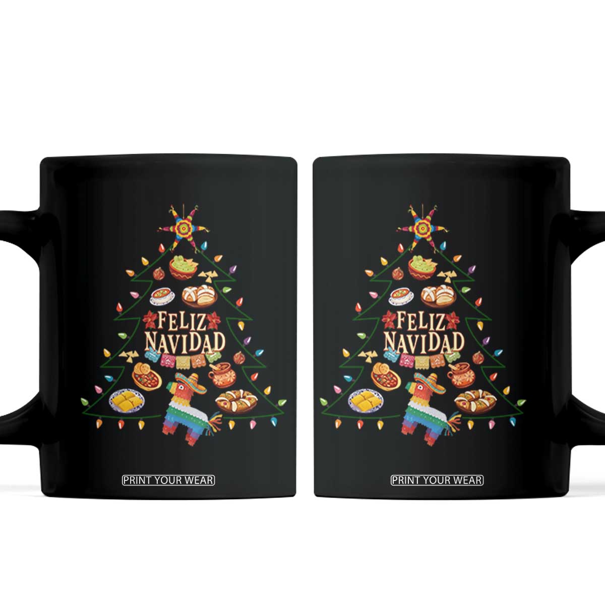 Feliz Navidad Coffee Mug Mexican Christmas Tree Fiesta TS14 Black Print Your Wear