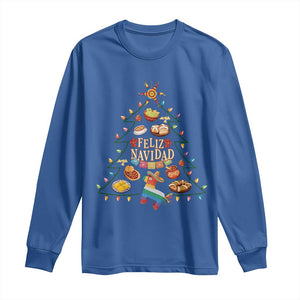 Feliz Navidad Long Sleeve Shirt Mexican Christmas Tree Fiesta TS14 Royal Blue Print Your Wear