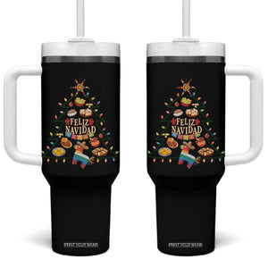 Feliz Navidad Tumbler With Handle Mexican Christmas Tree Fiesta TS14 One Size: 40 oz Black Print Your Wear